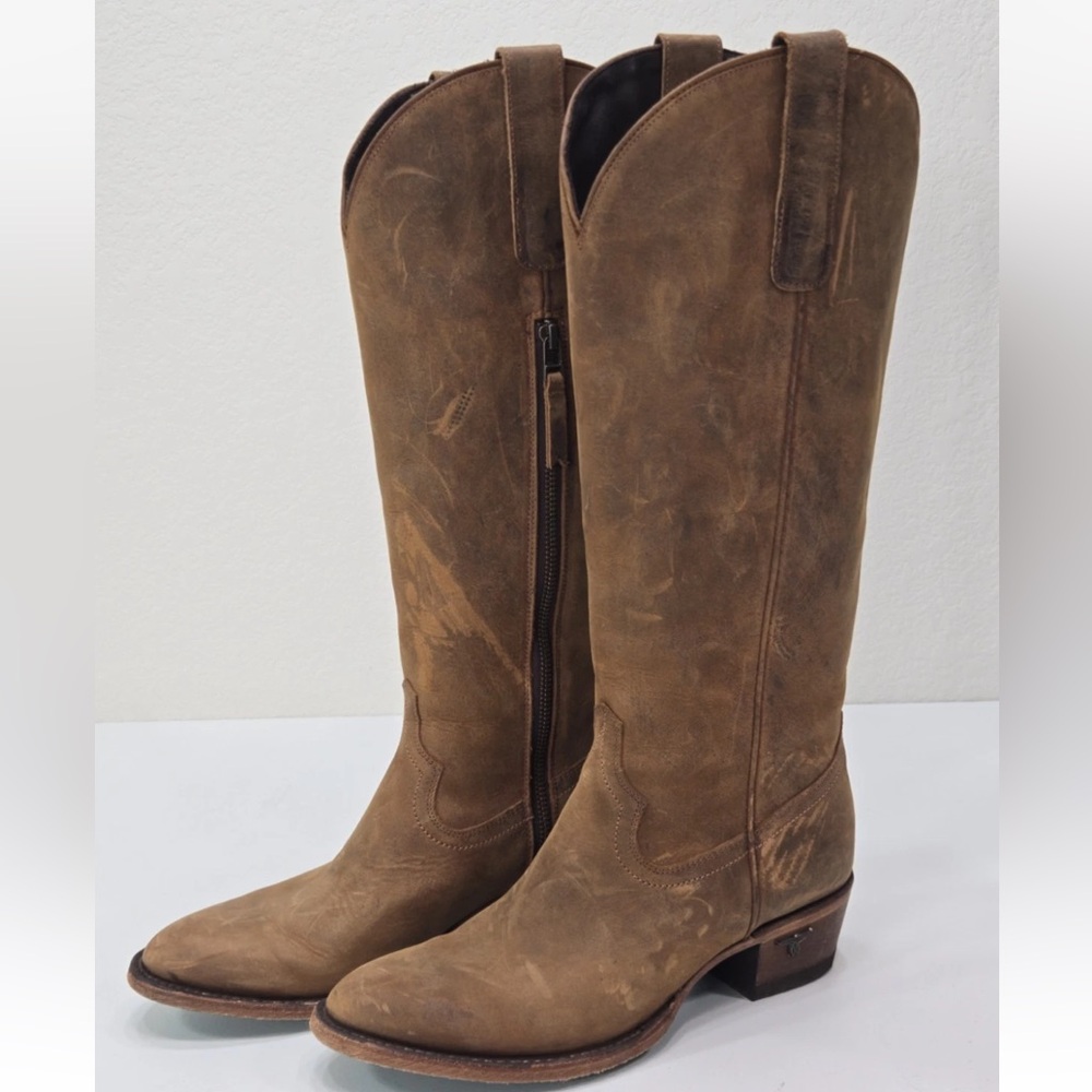 Lane Boots Plain Jane Brown Leather Western Tall Cowboy Size 9.5 Womens - Picture 3 of 11